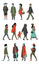 A set of people of different ages and gender in winter clothes. Royalty Free Stock Photo
